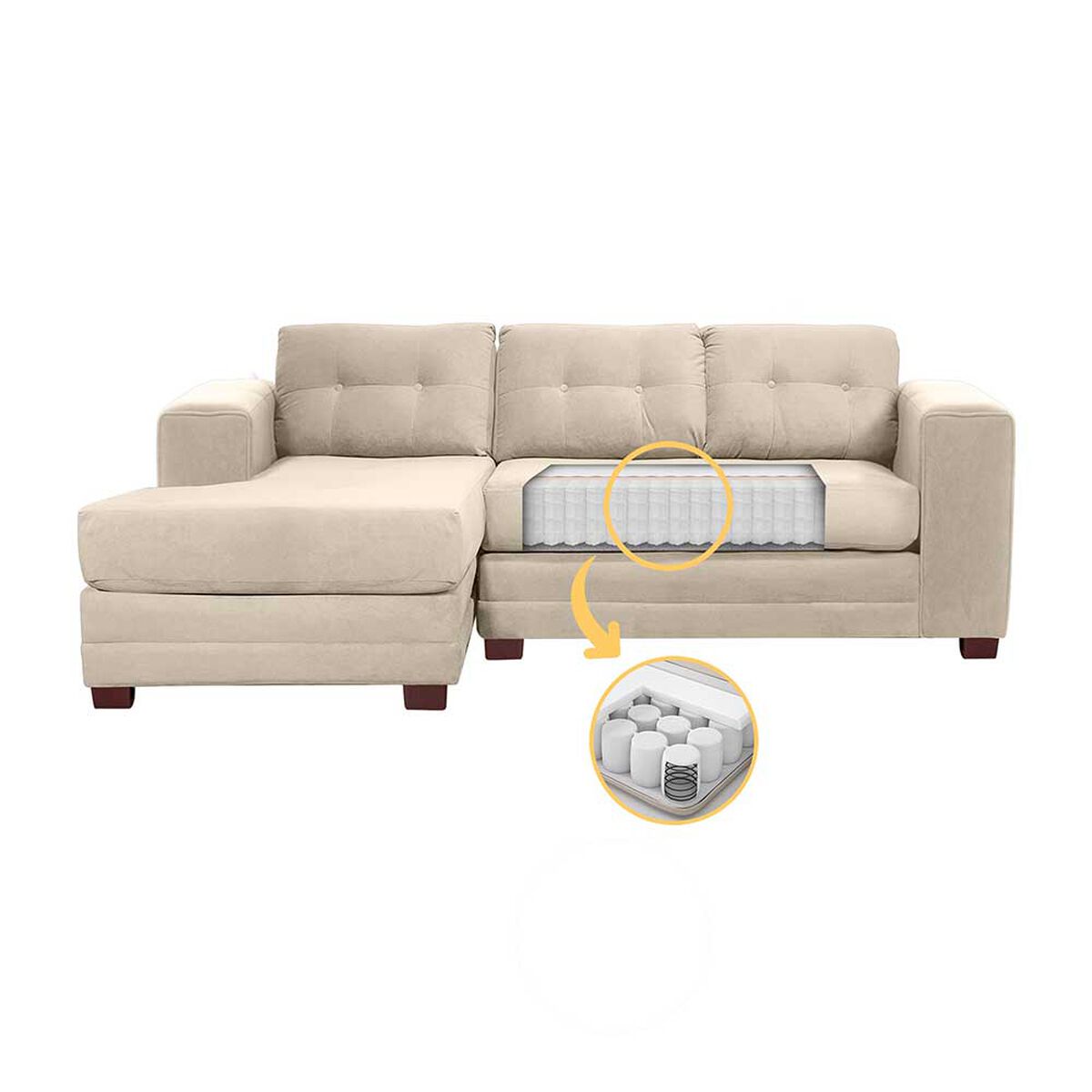 Sof&aacute; Seccional Izquierdo Living Factory Roma 3 Cuerpos Beige