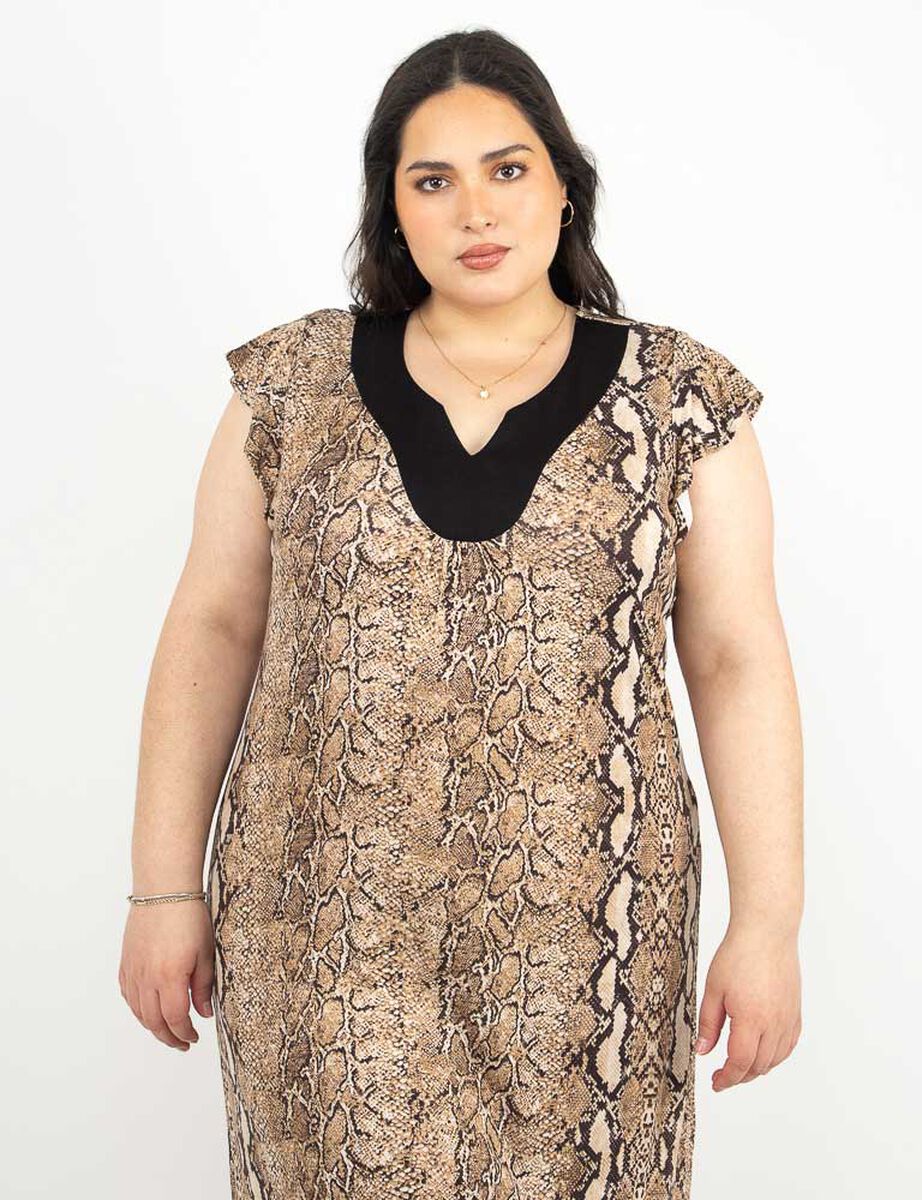 Vestido Midi Manga Corta Mujer Extralindas