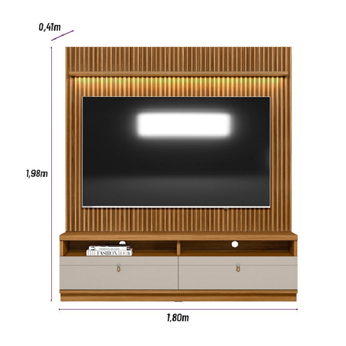 Home TV Di Poretti Design Ouro TV Hasta 75" Caf&eacute; Claro