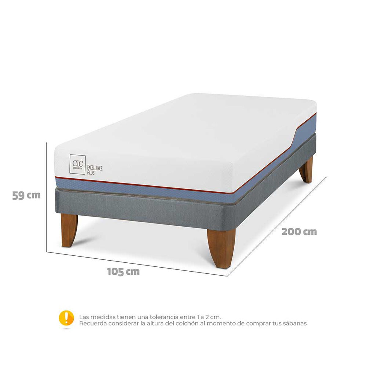 Cama Europea CIC 1,5 Plazas Excellence Plus