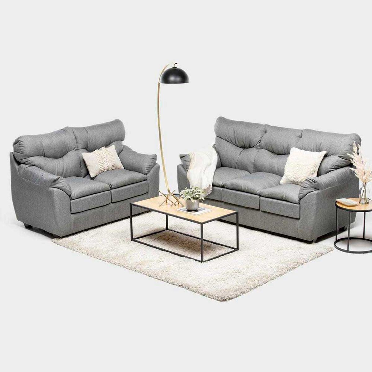 Juego de Living Almore Bel&eacute;n Sof&aacute; 3 Cuerpos + Sof&aacute; 2 Cuerpos Gris