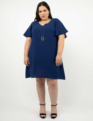 Imagen 2 del producto Vesido Midi Manga Corta Mujer Extralindas Azul, Fucsia, Negro