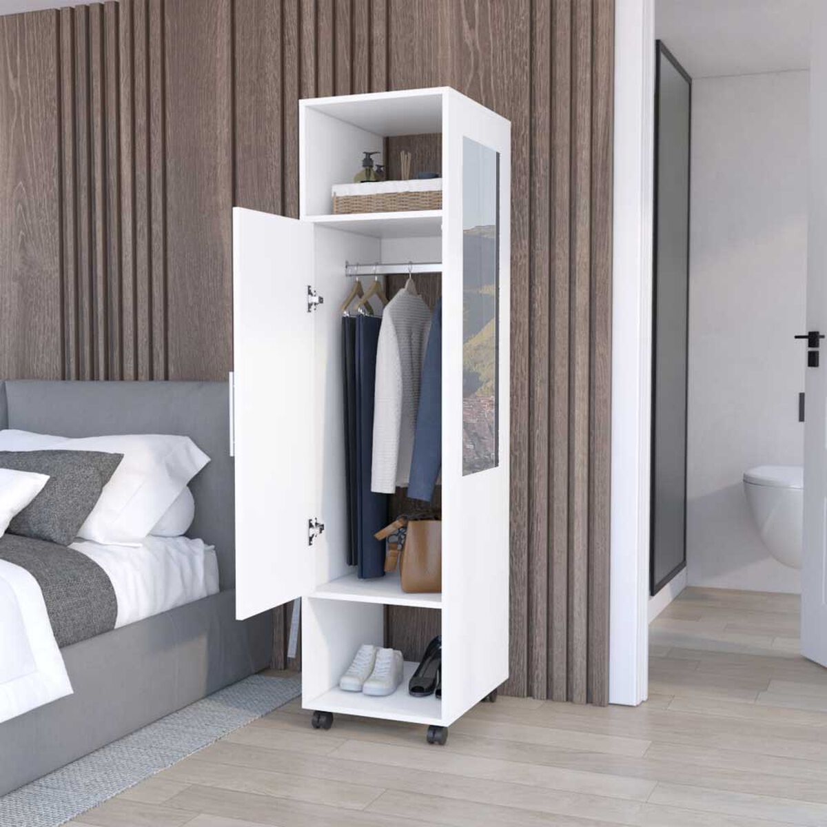 Clóset TuHome Custer con Espejo 1 Puerta Blanco