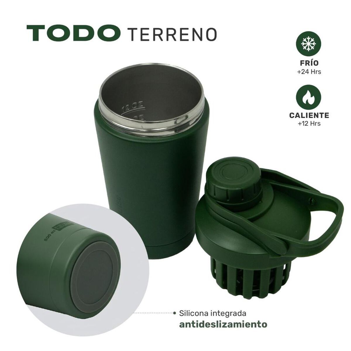 Shaker Vaso Proteina Lhotse  Acero Inoxidable NutriCore 500ml Verde