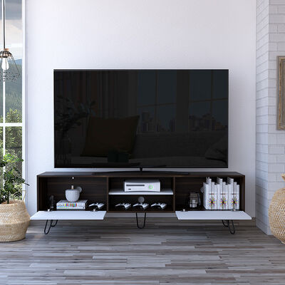 Imagen 2 del producto Rack TV TuHome Vassel Habano / Blanco Hasta 80""