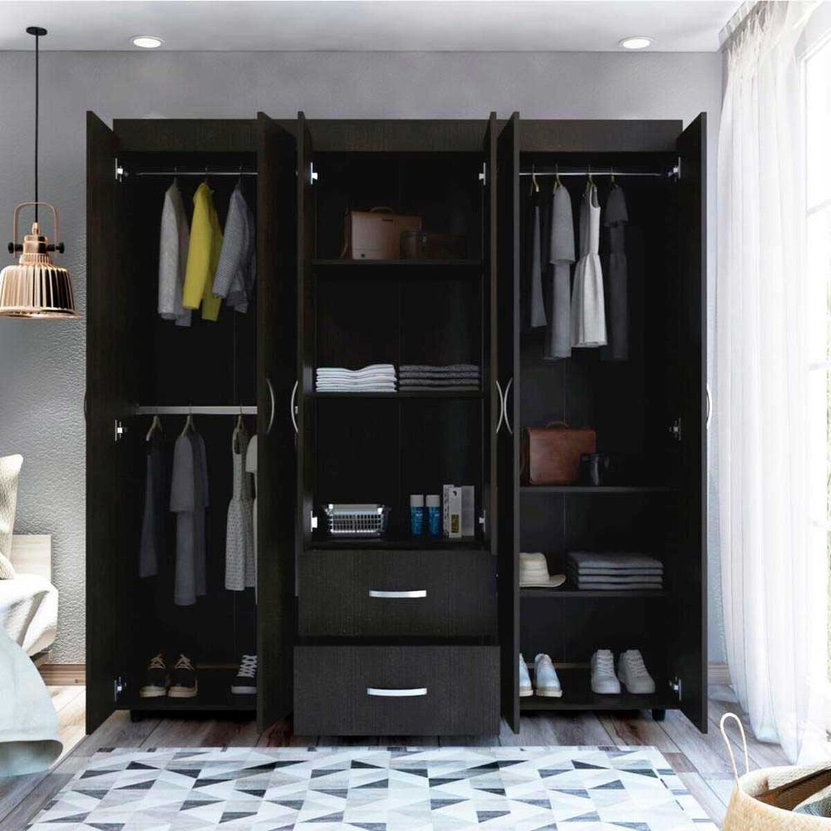 Cl&oacute;set TuHome Bariloche 8 Puertas 2 Cajones Wengue/Negro