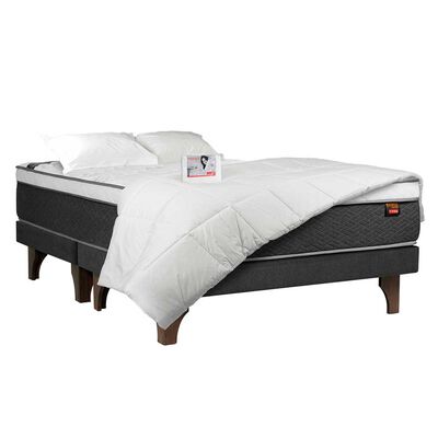 Cama Europea Celta Base Dividida 2 Plazas x 2 mt Everest Cobre + Set Textiles + Almohadas