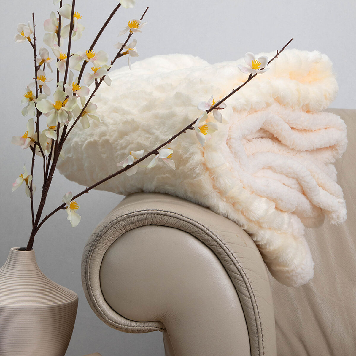 Manta de Poliéster Doral 1 Plaza Deluxe Beige