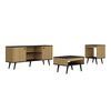 Combo Mons Rack TV +  Mesa de Centro + Mesa Lateral Lamina Mel/Preto