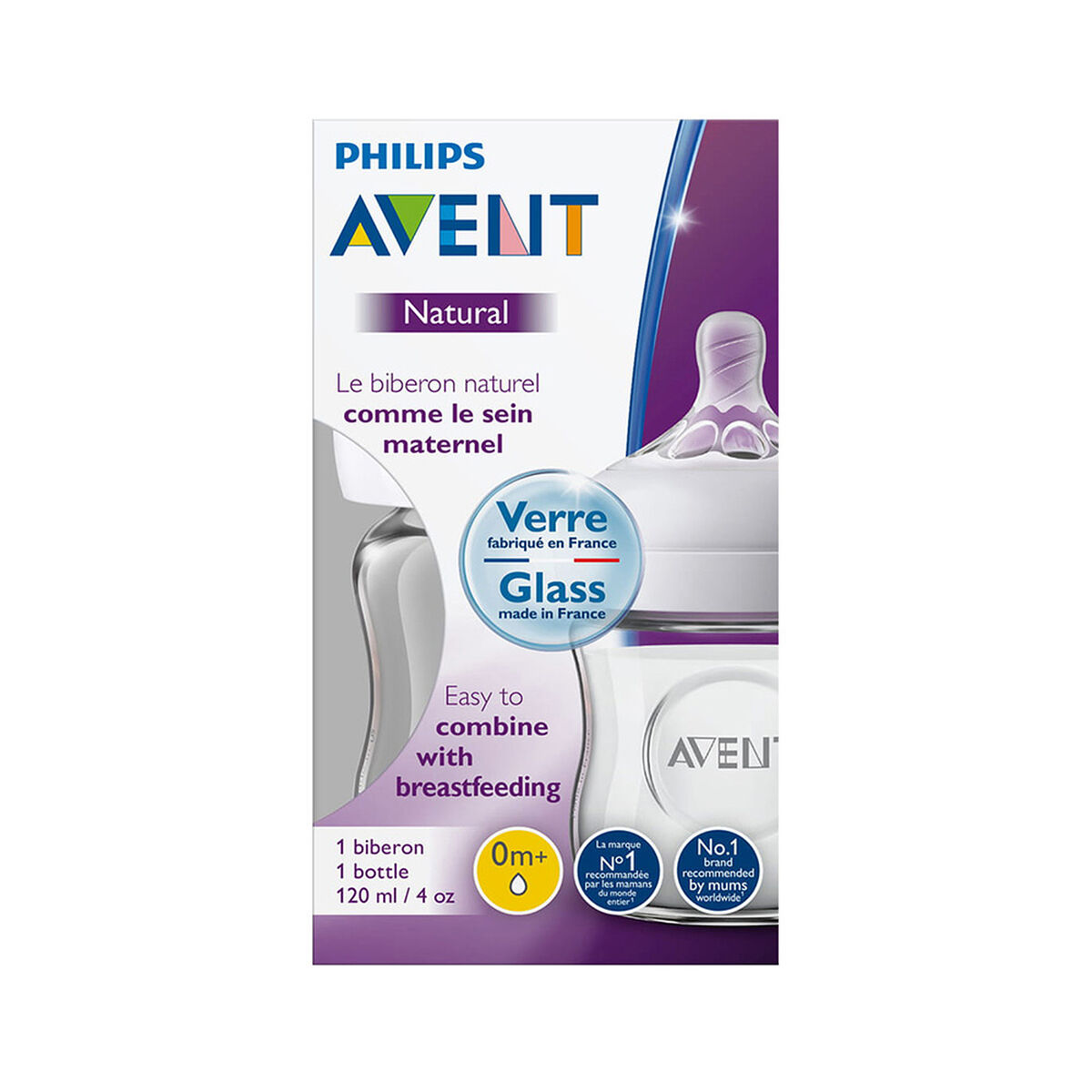Mamadera Vidrio Natural 2.0.  120 ml