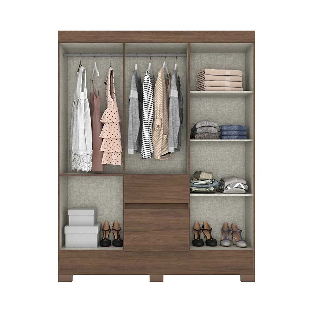 Clóset Home Mobili Mata 6 Puertas 2 Cajones Café