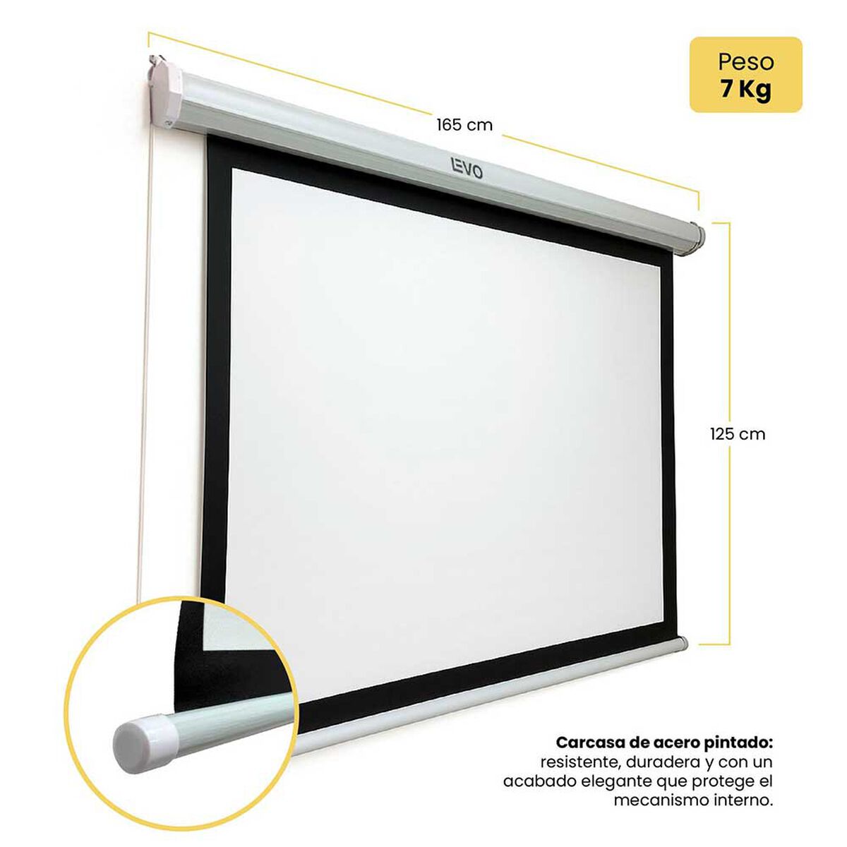 Telón 80 pulgadas Eléctrico con control 165 x 125 cm LEVO
