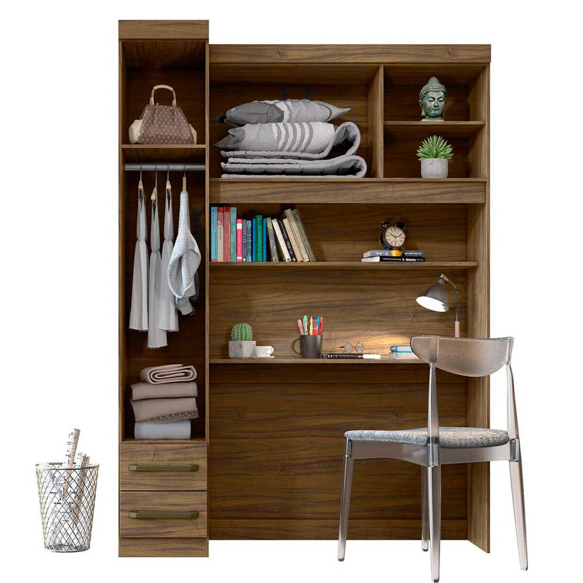 Combo Cl&oacute;set Casanova 3 Puertas 2 Cajones + Cl&oacute;set Escritorio 3 Puertas