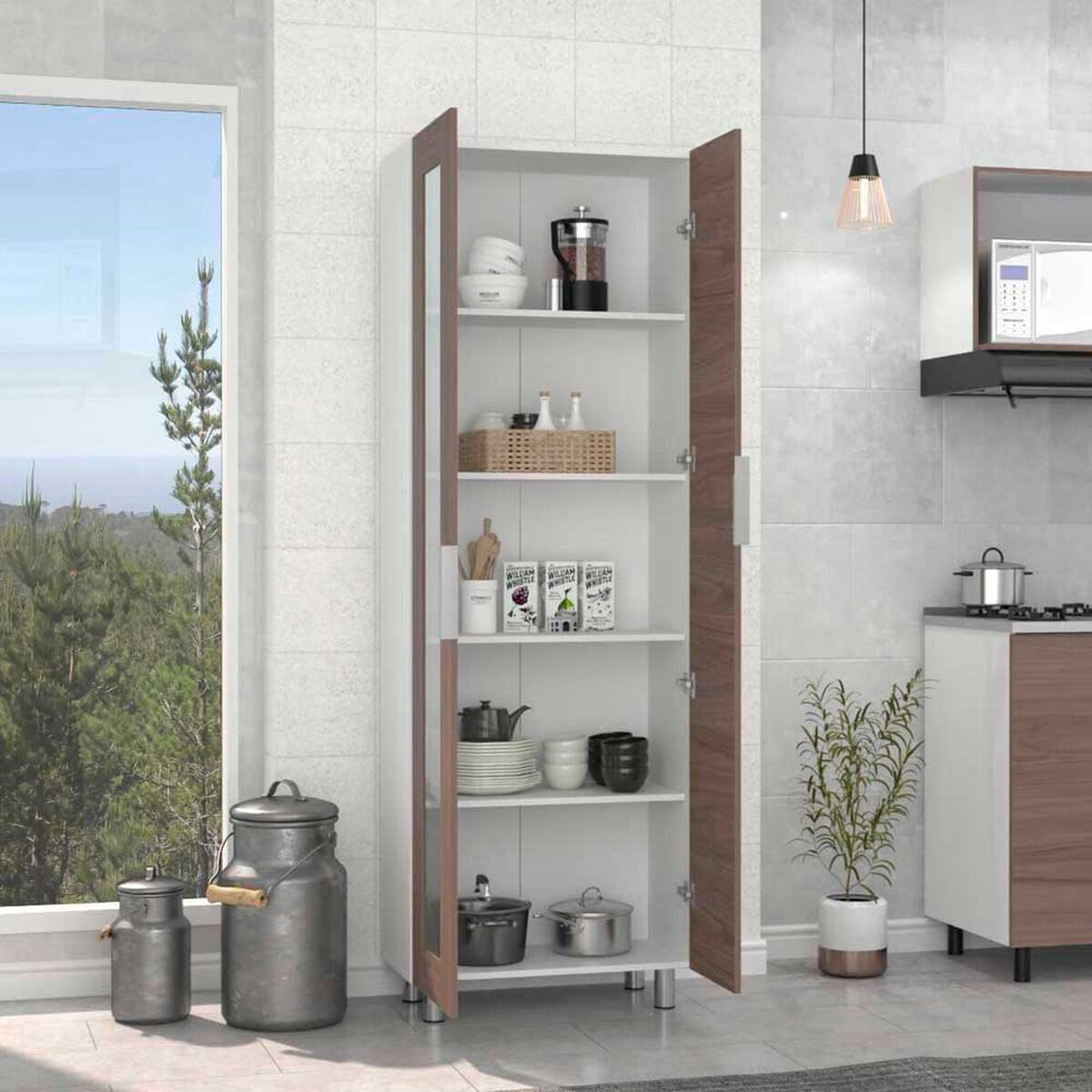 Alacena TuHome Fendi 4 Puertas Blanco Casta&ntilde;o