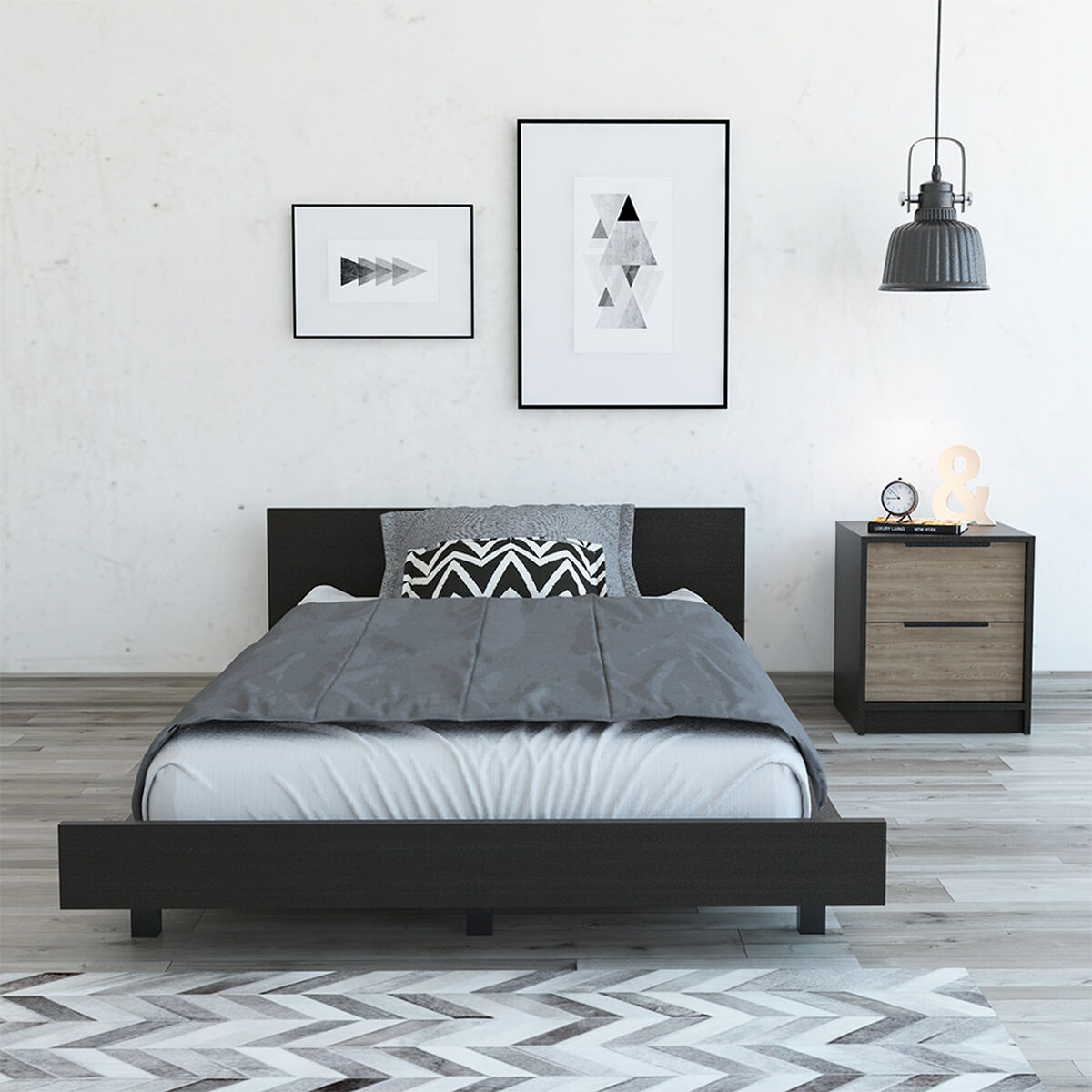 Cama 1,5 Plazas + 1 Velador TuHome Kaia