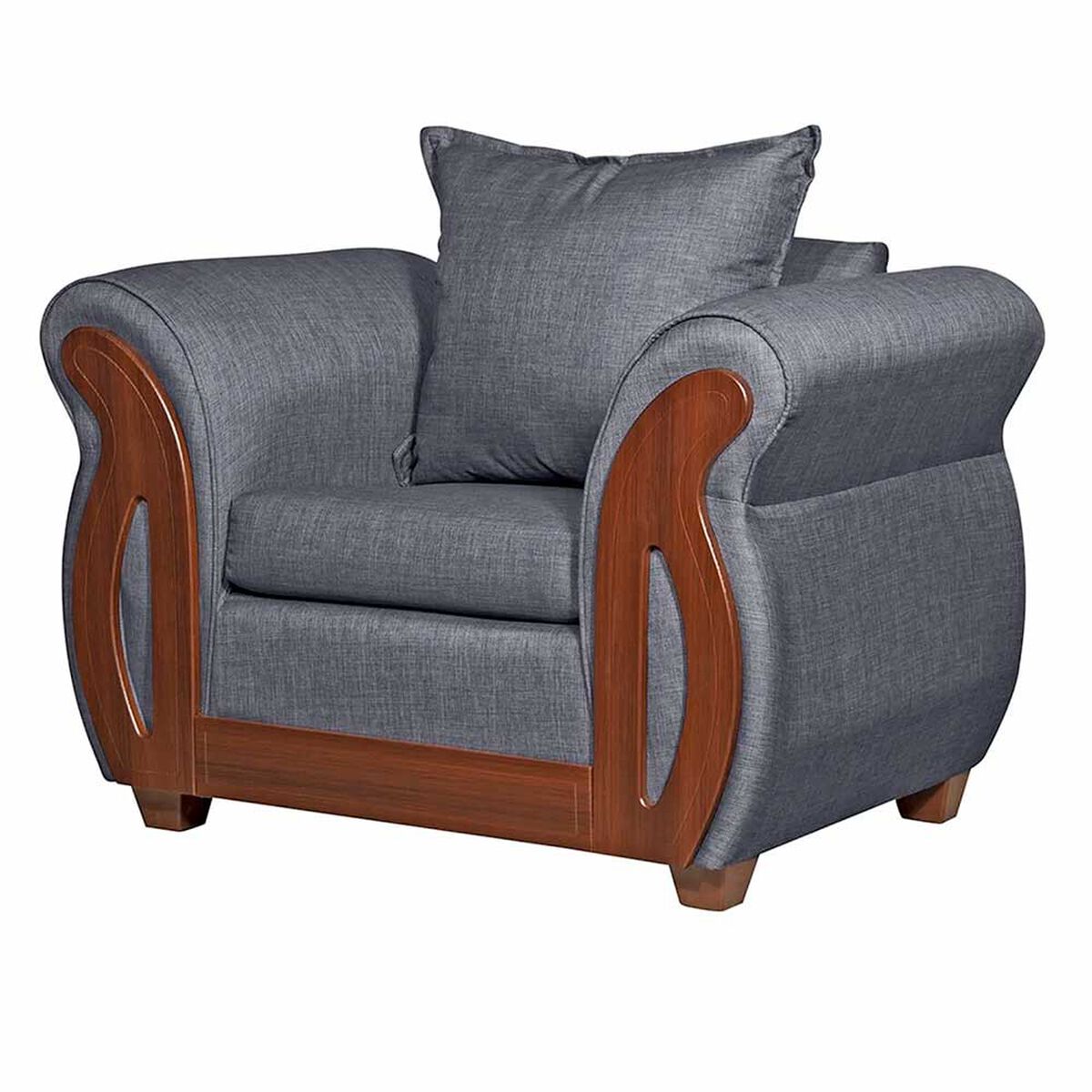 Juego de Living Ruzam Mobel Isidora Sof&aacute; 3 Cuerpos + Dos Sillones 1 Cuerpo Lino Gris