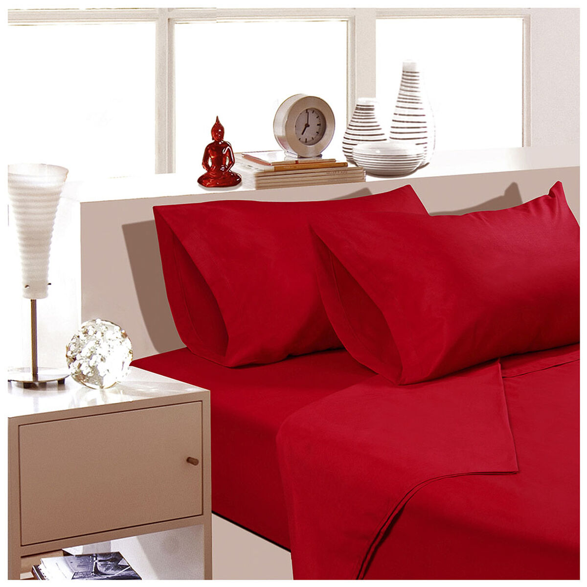 Juego de Sábanas Arthome 144 Hilos 1,5 Plazas Rojo 