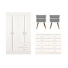 Combo Closet 4 Puertas 2 Cajones + Veladores + C&oacute;moda 10 Cajones Stanford Blanco