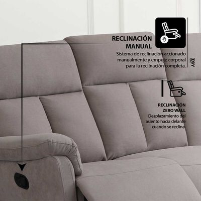 Imagen 2 del producto Sofá Reclinable Zoy Home Beijing 3 Cuerpos Café