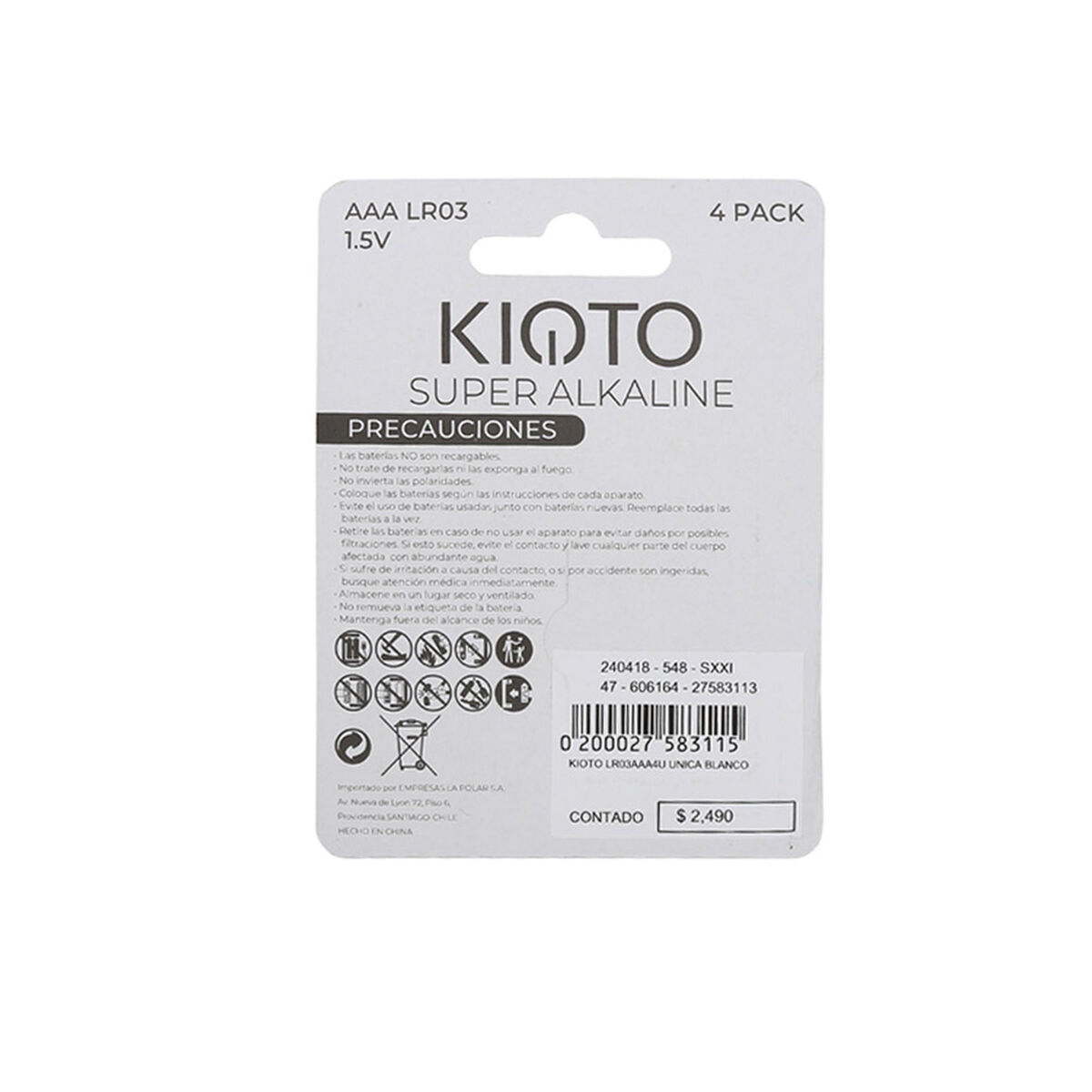 Pack 4 Pilas AAA Kioto
