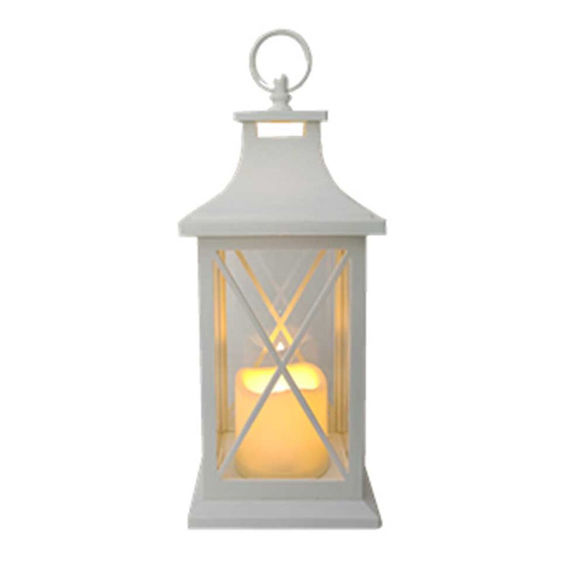 Fanal con Vela Led Pl&aacute;stico Vgo  31 x 14 cm Blanco