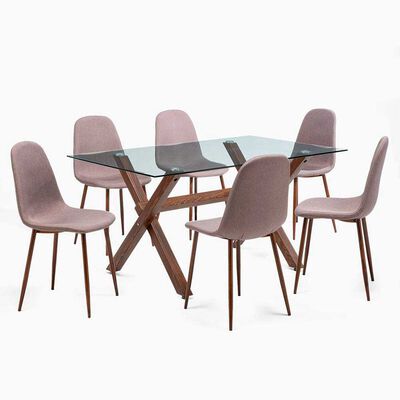 SPAZZIO Juego de Comedor Spazzio Cross Nogal 6 Sillas
