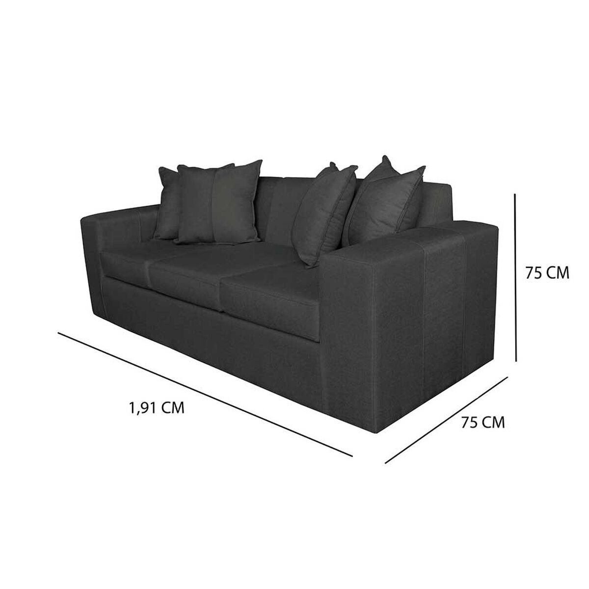 Sofa + 2 Pouff A&M Home Maxi Negro