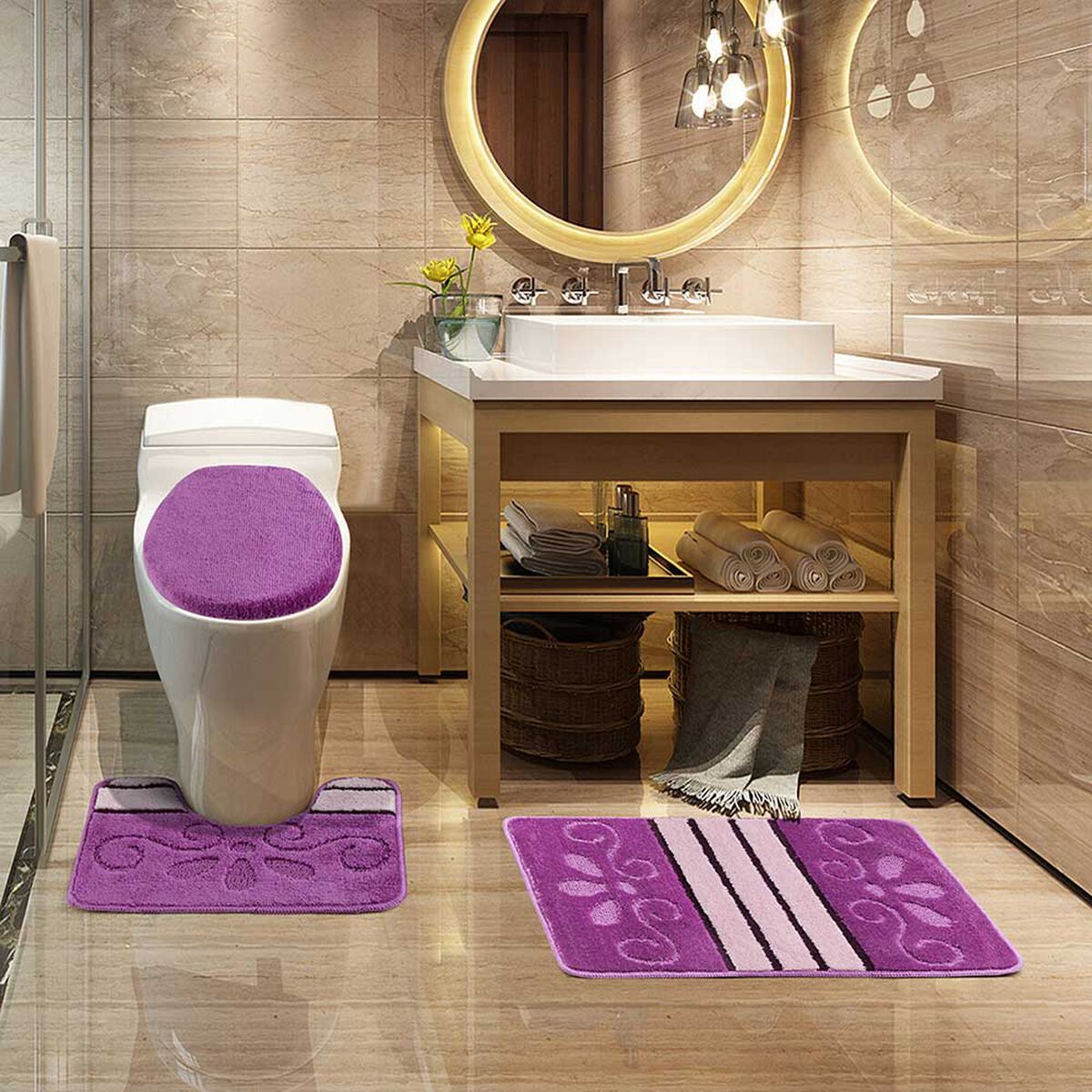 Set 3 Accesorios de Baño Modalfo Bañomi Morado