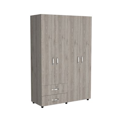 Clóset TuHome Ankora 4 Puertas 2 Cajones Ceniza y Blanco