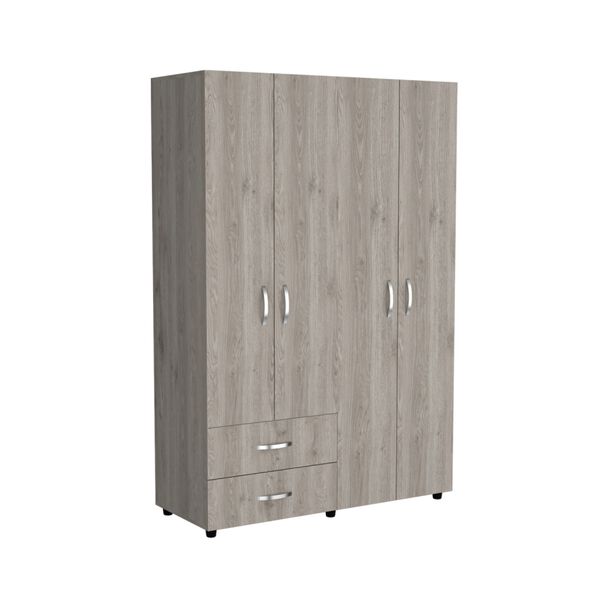 Clóset TuHome Ankora 4 Puertas 2 Cajones Ceniza y Blanco