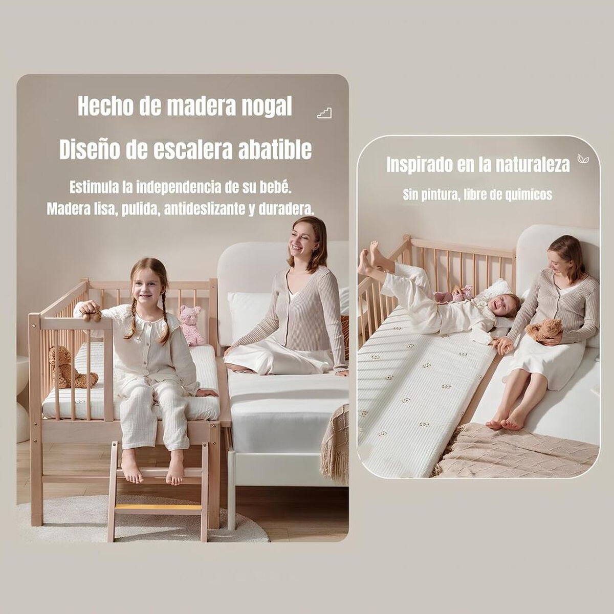 Cama Cuna Colecho Madera 150*70*86cm con Colchón LuBabycas