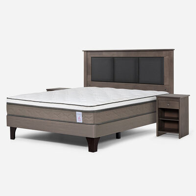 Imagen 2 del producto Combo Cama Europea Rosen 2 Plazas New Style 6 BN + Respaldo y Veladores Rachel