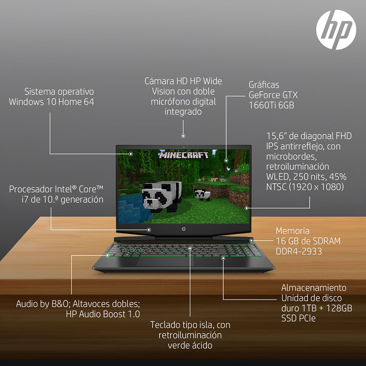 Notebook Gamer HP 15-dk1037 Core i7-10750H 16GB 1TB+128GB SSD 15.6" NVIDIA GTX1660Ti