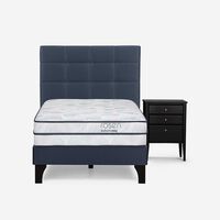 Cama Europea Rosen 1,5 Plazas Autonomy Sky + Respaldo + Velador