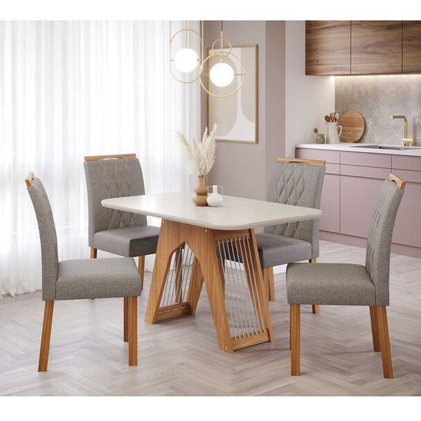 Juego de comedor Decocasa Carol 4 Sillas Off White