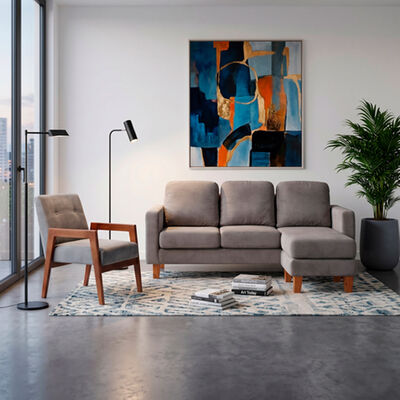 LATAM HOME Seccional Intercambiable Latam Home Venecia 3 Cuerpos Gris + Sitial Munich Tela Gris