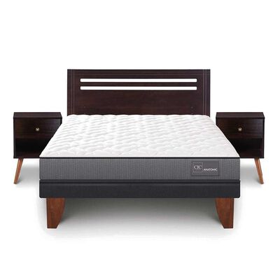Cama Europea CIC 2 Plazas Anatomic + Respaldo + 2 Veladores Munich