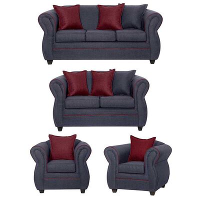 Juego de Living Black Factory Emili 7 Cuerpos Marengo