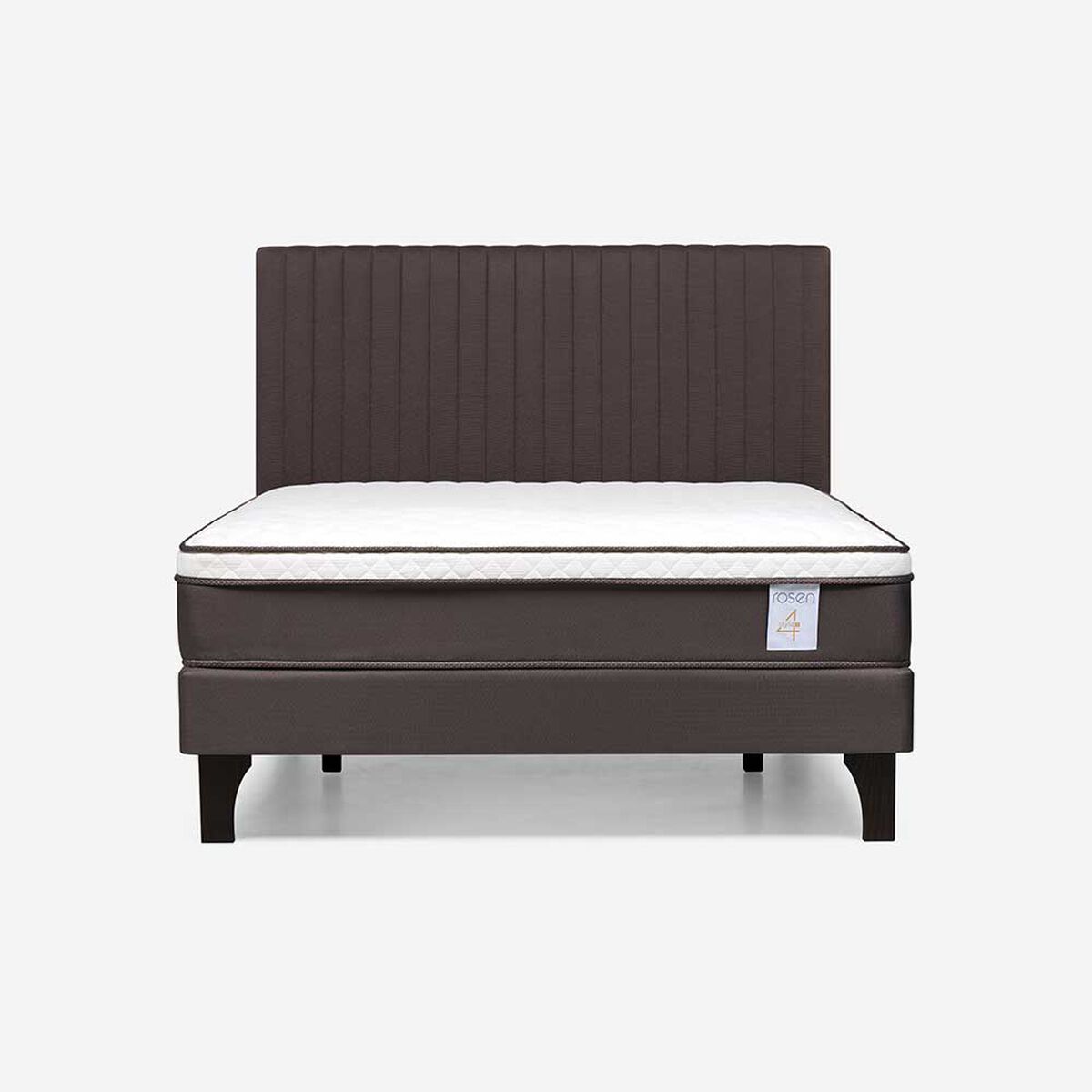 Cama Europea Rosen 2 Plazas New Style 4 + Respaldo Caf&eacute;