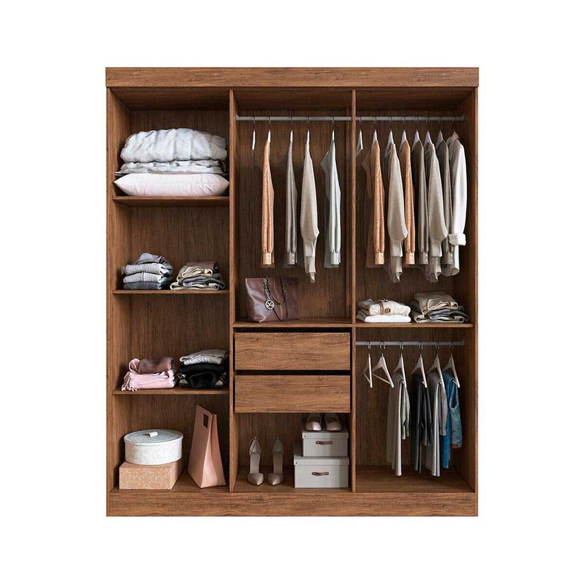 Cl&oacute;set Exit New York 6 Puertas 2 Cajones Casta&ntilde;o y Beige