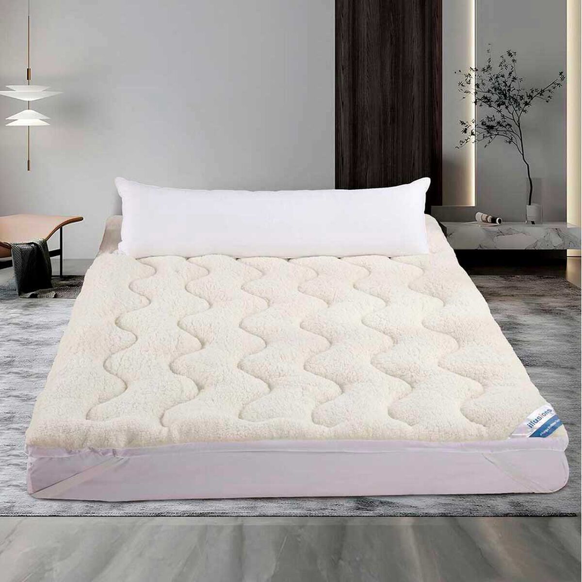 Topper Sherpa Illusions 1,5 Plazas Microfibra Blanco