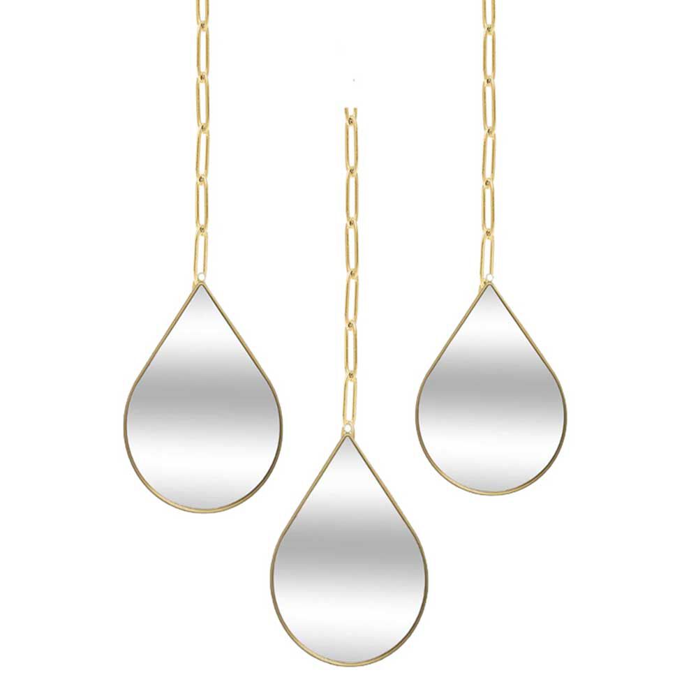 Set 3 Espejos Plástico Vgo Gotas Dorado