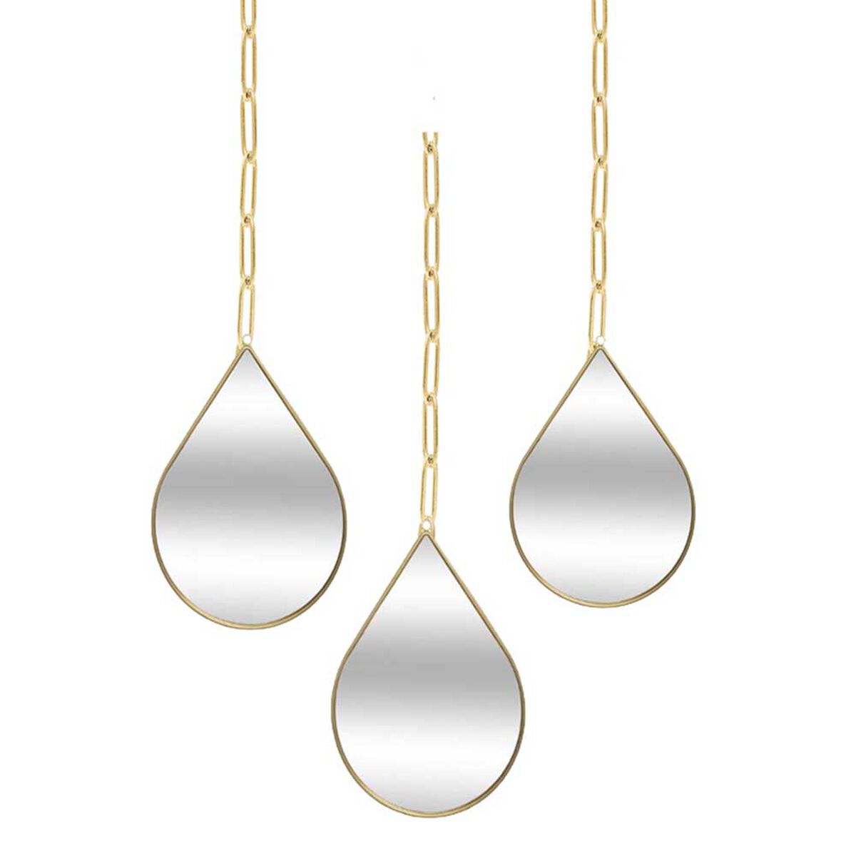 Set 3 Espejos Plástico Vgo Gotas Dorado