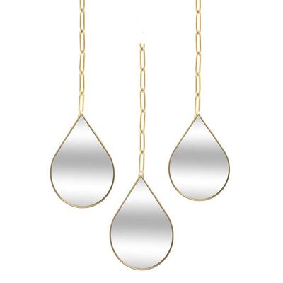 Set 3 Espejos Plástico Vgo Gotas Dorado
