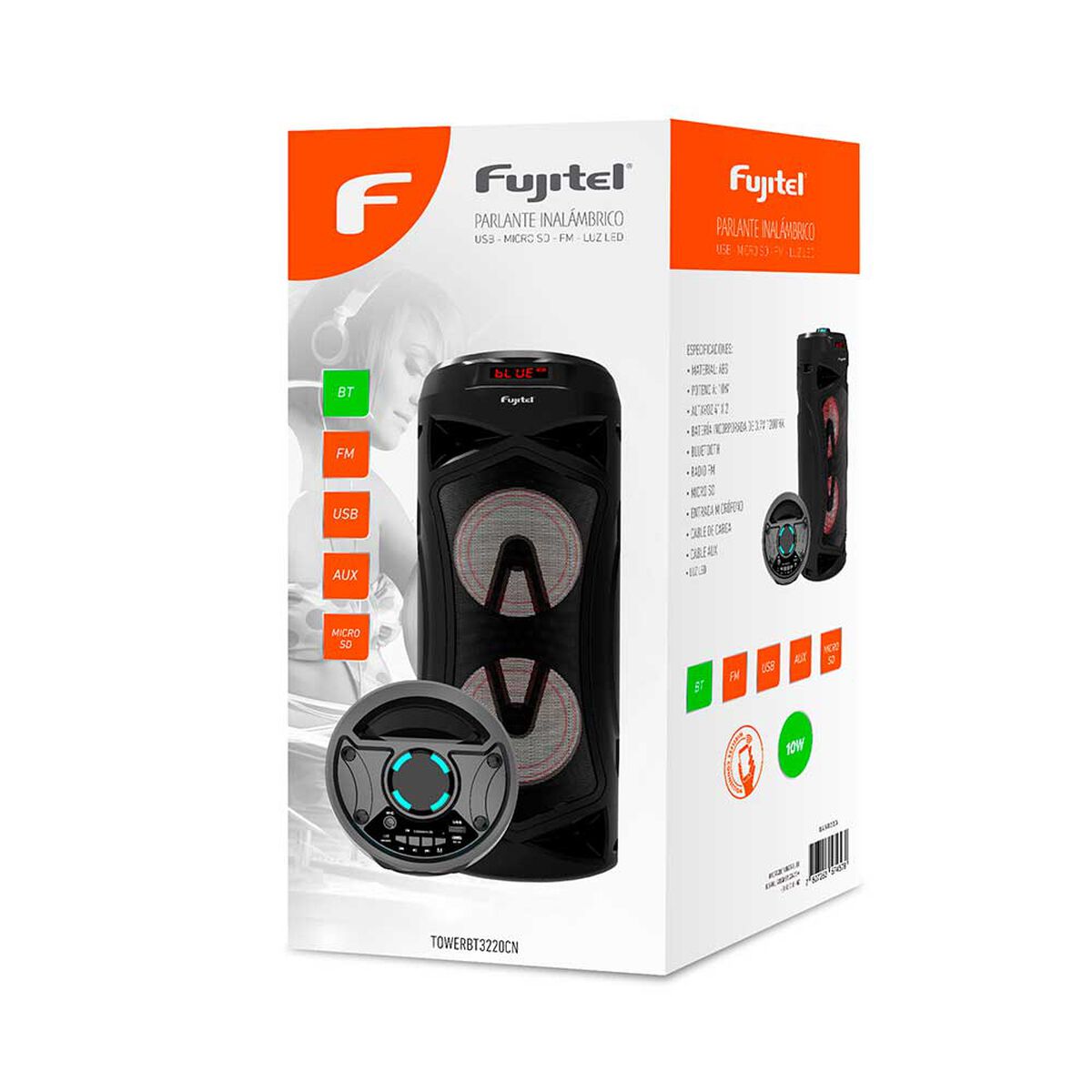Parlante Bluetooth Fujitel I160TOWERBT3220CN Negro