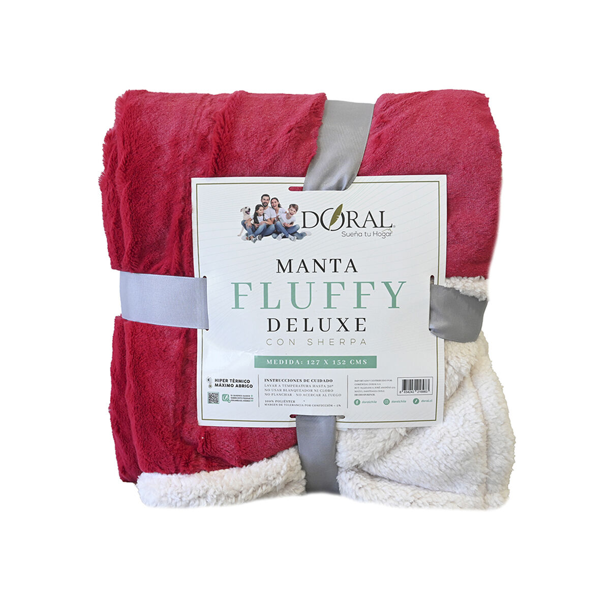 Manta de Poli&eacute;ster Doral 127 x 152 cm Fluffy Rojo