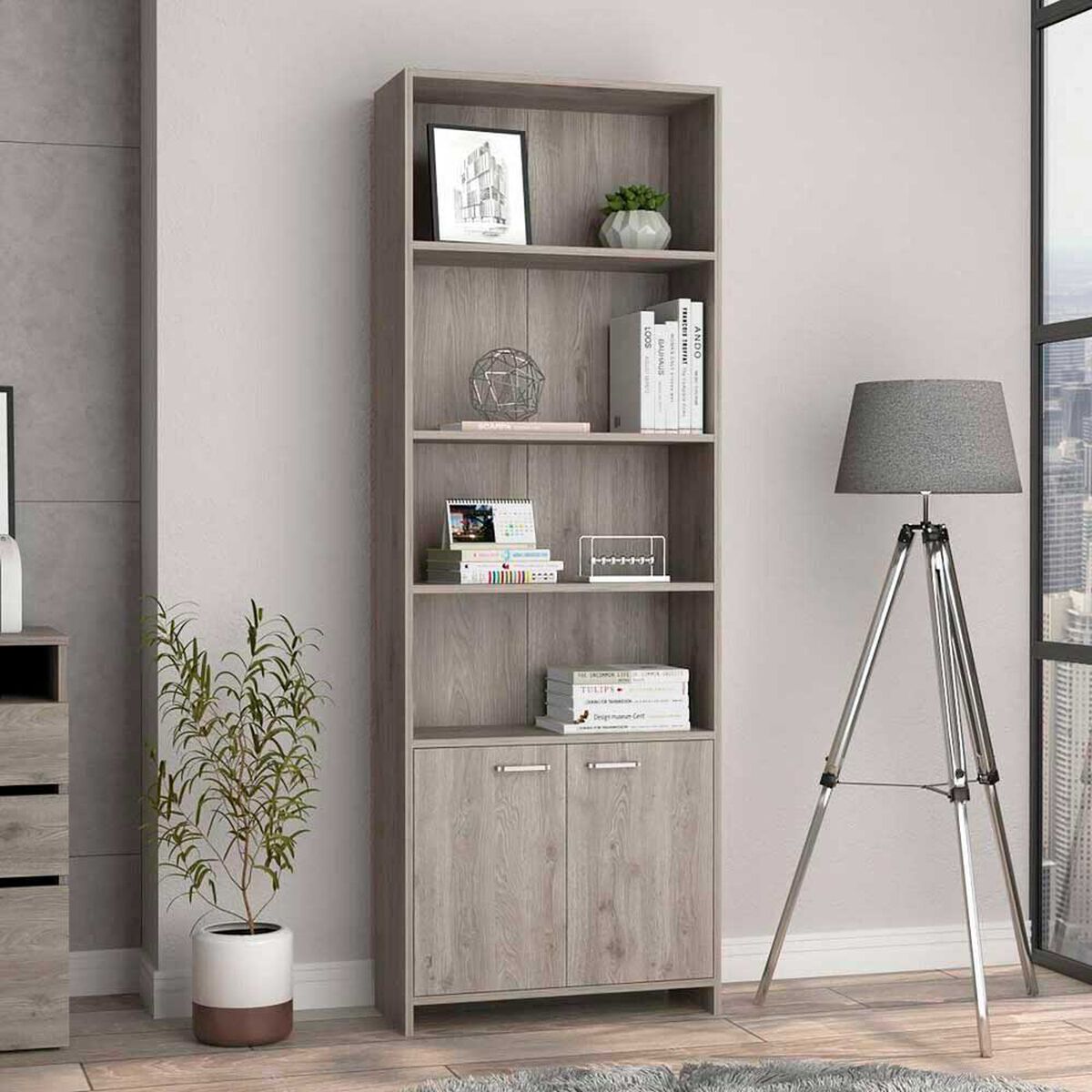 Biblioteca TuHome Lisa 1 Puertas Ceniza