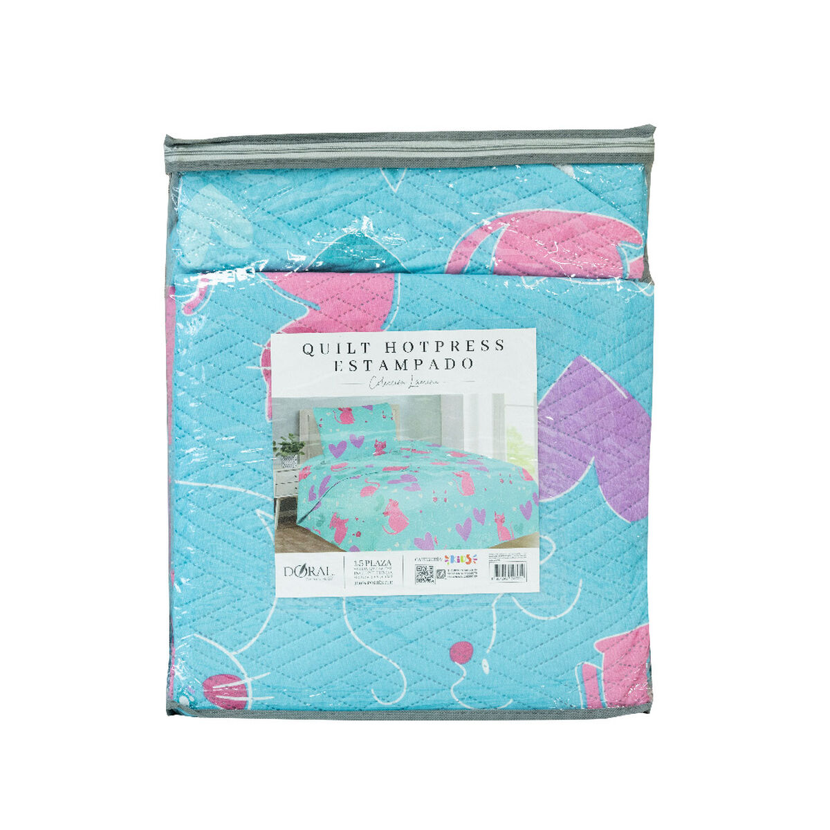 Quilt Doral Hotpress Infantil 1,5 Plazas Gatos