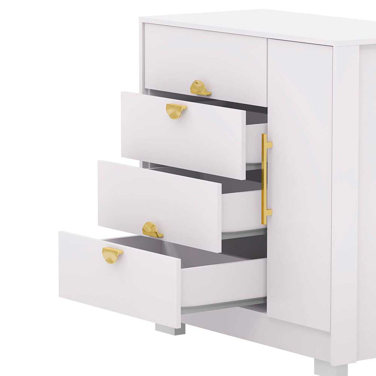 C&oacute;moda Vekkahome Bella 4 Cajones 1 Puerta Blanca