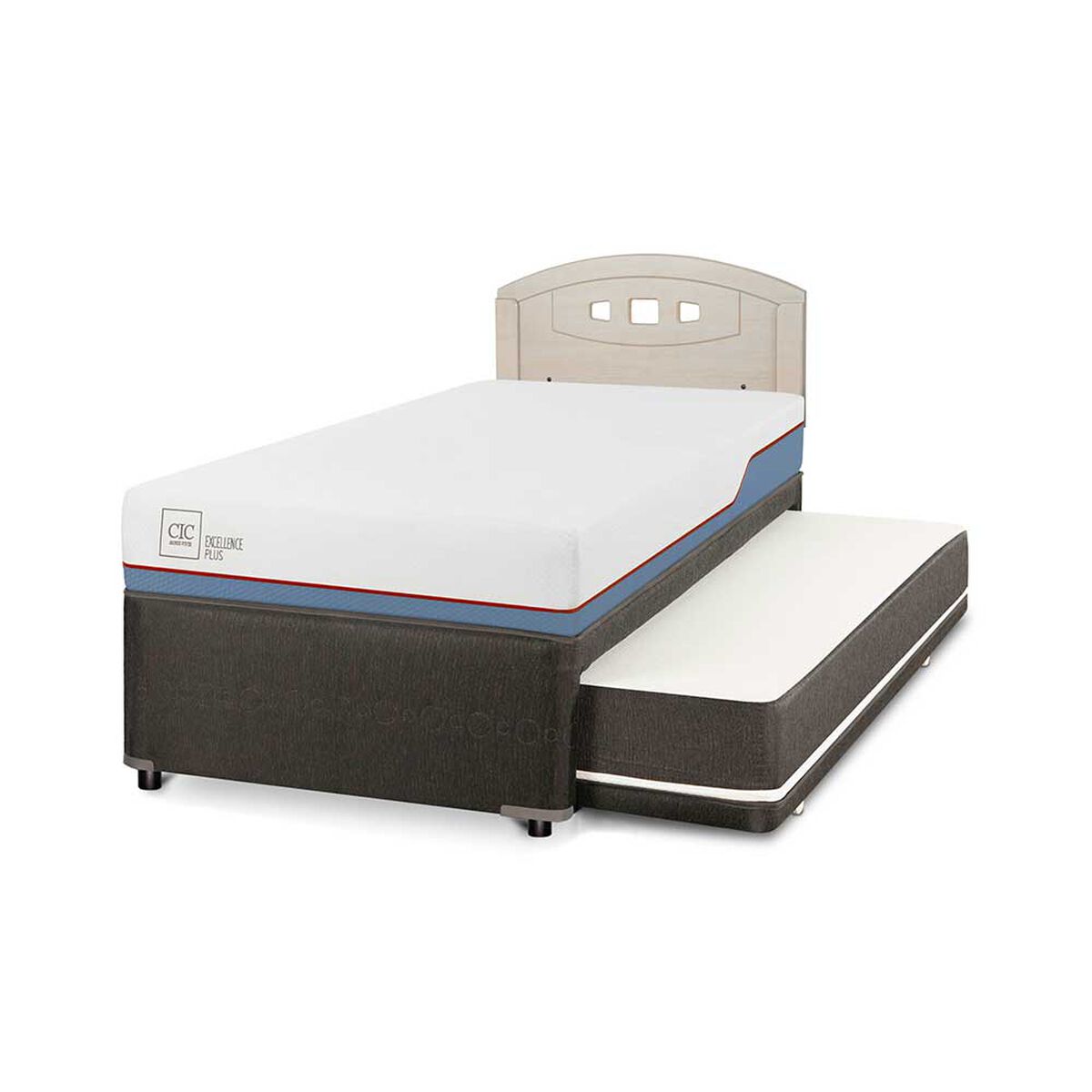 Cama Nido CIC 1,5 Plazas Excellence Plus + Respaldo Gales Alpino